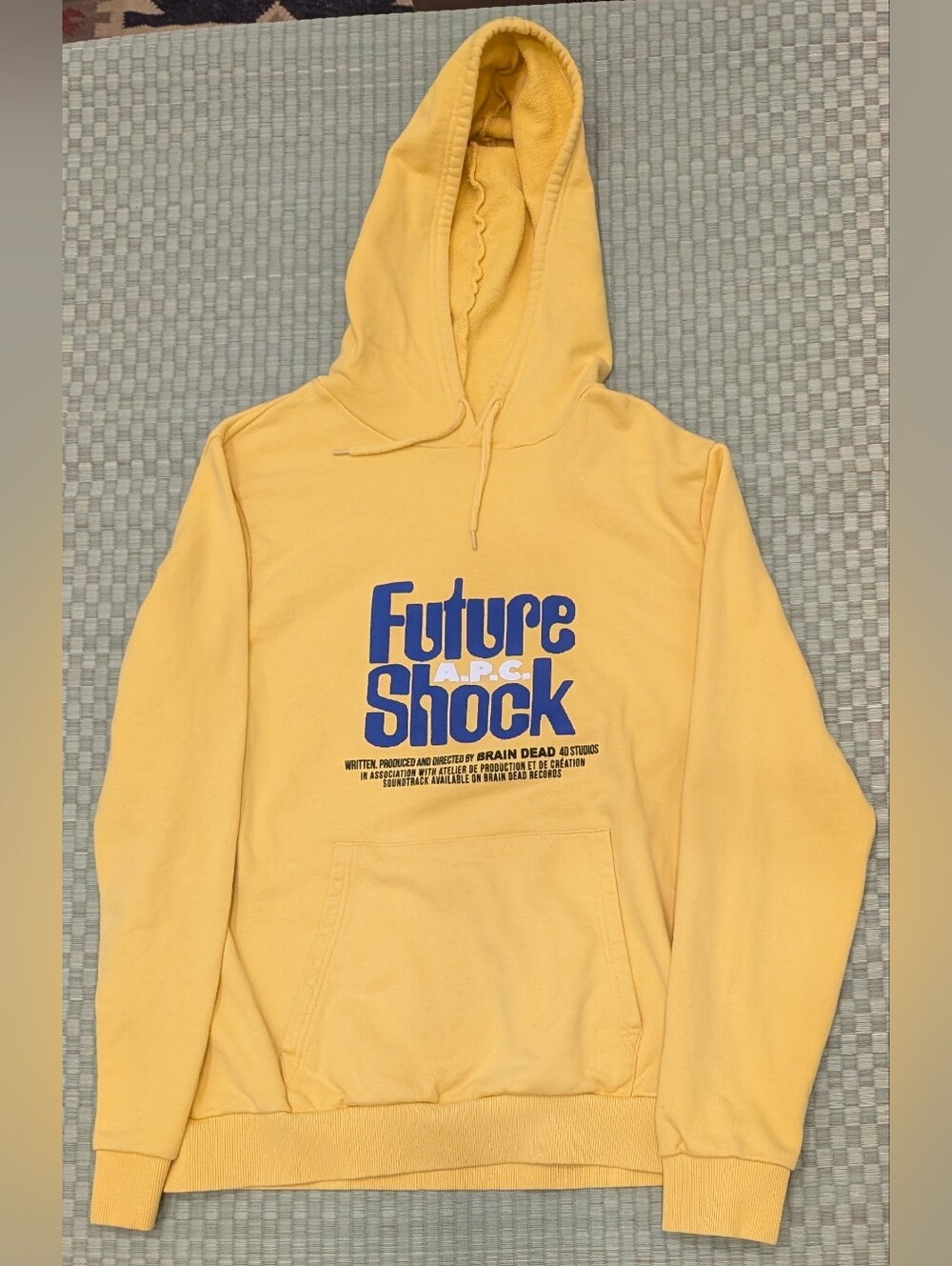A.P.C. x Brain Dead Future Shock Hoodie Yellow Men's Size Small Made in Portugal